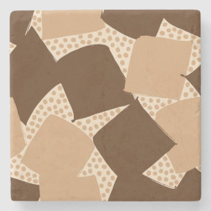 Modern Shield: Abstract Geometric Sunset Havana Stone Coaster