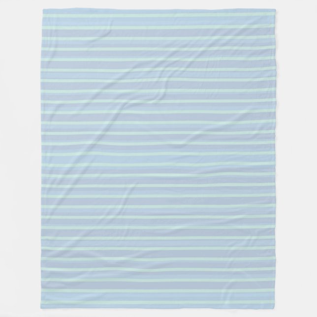 Modern Shimmering Blue Stripe Fleece Blanket (Front)