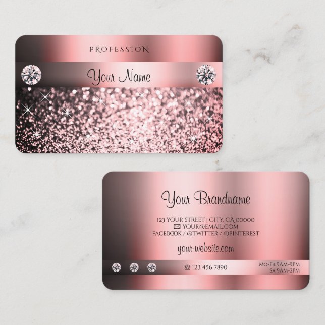 Modern Shimmery Pink Gradient Colours Cool Glitter Business Card (Front/Back)