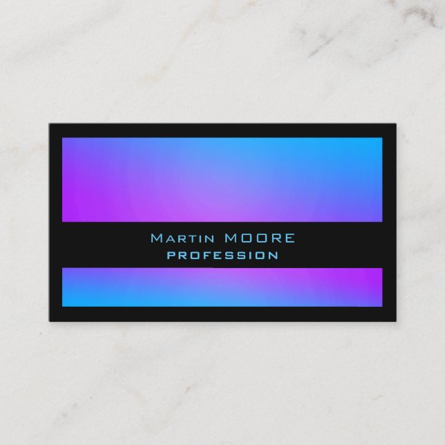 Modern shine metallic blue black business card (Front)