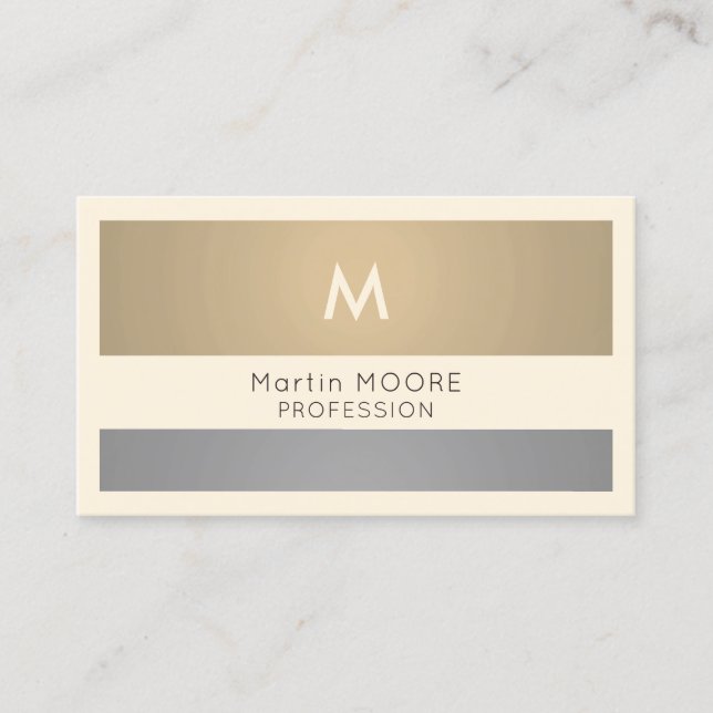 Modern shine metallic gold silver stripe business card (Front)