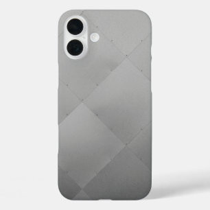 Modern Shiny Chequered Metal Grey iPhone 16 Plus Case