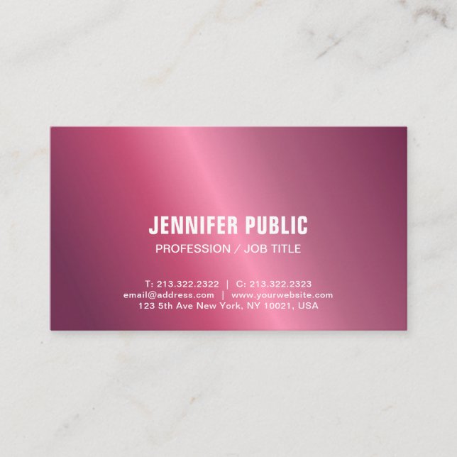 Modern Shiny Design Creative Glamourous Plain Business Card (Front)