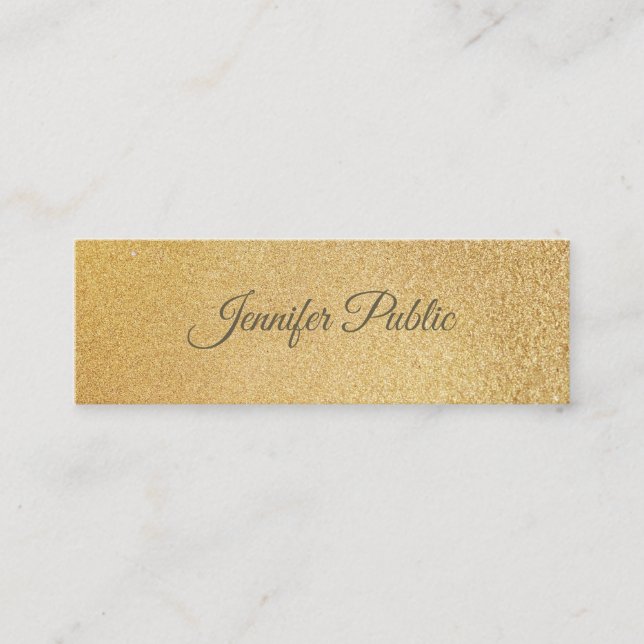 Modern Shiny Gold Foil Glamourous Template Elegant Mini Business Card (Front)