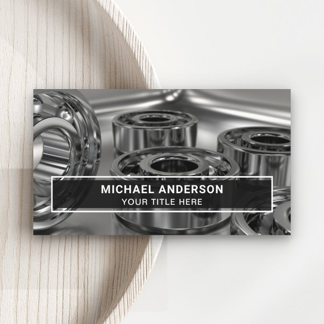 Modern Shiny Steel Ball Bearings Hardware Store Business Card (Creator Uploaded)