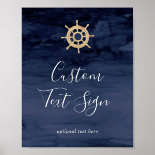 Modern Ship Helm Cards & Gifts Custom Text Sign