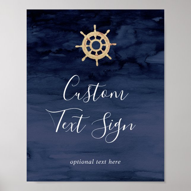 Modern Ship Helm Cards & Gifts Custom Text Sign (Front)