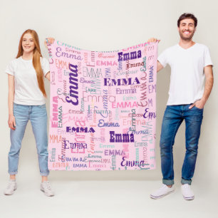 Modern Short Name Graffiti Pink Names Pattern Fleece Blanket