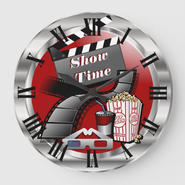 Modern Showtime Movie Theatre Large Clock (Front)