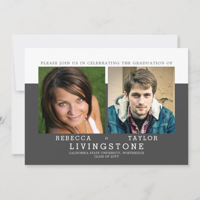 Modern Siblings Photo Graduation Announcement (Front)