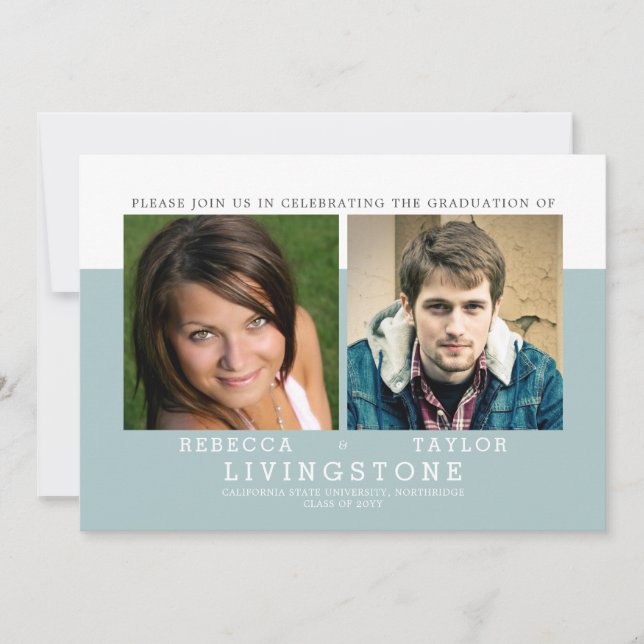 Modern Siblings Photo Graduation Announcement (Front)