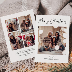 Modern Signature   Black and White Multi Photo Holiday Card