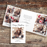 Modern Signature | Black and White Multi Photo Tri-Fold Holiday Card<br><div class="desc">This simple and modern holiday tri-fold card says "Merry Christmas" in elegant,  signature style script typography. Add eight of your favourite family photo to this simple black and white card for a stunning result!</div>