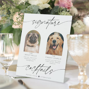 Modern Signature Cocktails Pet Photo Pedestal Sign