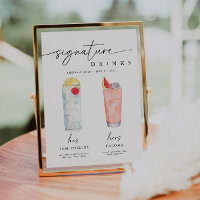 Modern Signature Drinks Wedding Sign Bar Sign