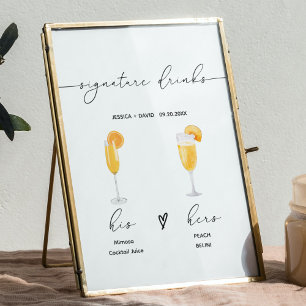 modern signature drinks wedding sign bar sign
