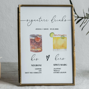 modern signature drinks wedding sign bar sign