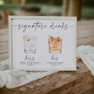 modern signature drinks wedding sign bar sign