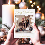 Modern Signature | Gold Foil Script Multi Photo Foil Holiday Card<br><div class="desc">This simple and modern holiday card says "Merry Christmas" in elegant,  signature style gold foil script typography. Add five of your favourite family photo to the front and back of this card for a stunning result!</div>