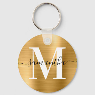 Modern Signature Monogram Gold Foil Key Ring