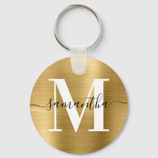 Modern Signature Monogram Gold Foil Key Ring