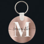 Modern Signature Monogram Rose Gold Foil Photo Key Ring<br><div class="desc">Create your own girly personalised name and monogrammed decorative photo circular keychain for her. Personalised monogram with contemporary elegant signature style calligraphy and a minimalist modern style initial. Add a photo of your niece or her cat to make your own keychain for her drive to college. The digital art graphic...</div>