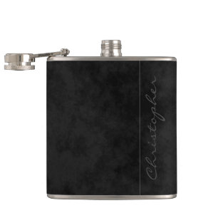 * Modern Signature Mottled Black Hip Flask