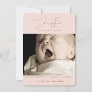 Modern Signature Name Newborn Photo Birth Announcement