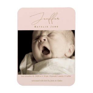 Modern Signature Name Newborn Photo   Magnet