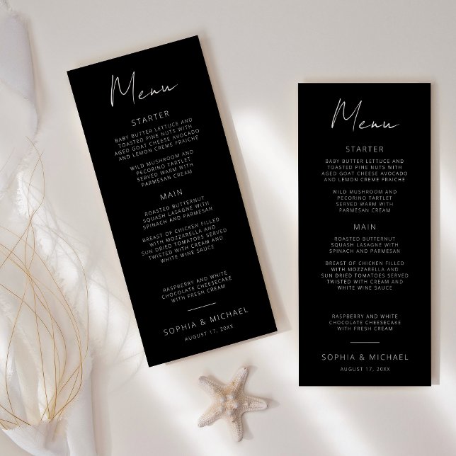Modern Signature Script Black White Wedding Menu (Creator Uploaded)