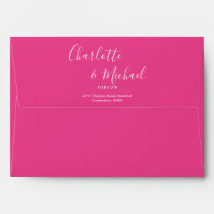 Modern Signature Script Hot Pink Return Address Envelope