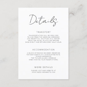 Modern Signature Script Minimal Wedding Details Enclosure Card