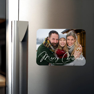 Modern Signature Script Photo Magnet