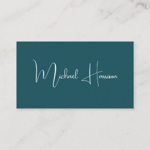 Modern Signature Script QR Code Professional Green Business Card