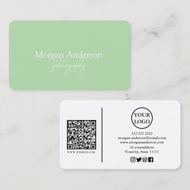 Modern Signature Script QR Code Social Business Card (Front/Back)