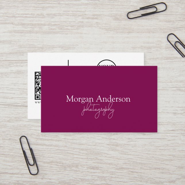 Modern Signature Script QR Code Social Business Card (Front/Back In Situ)