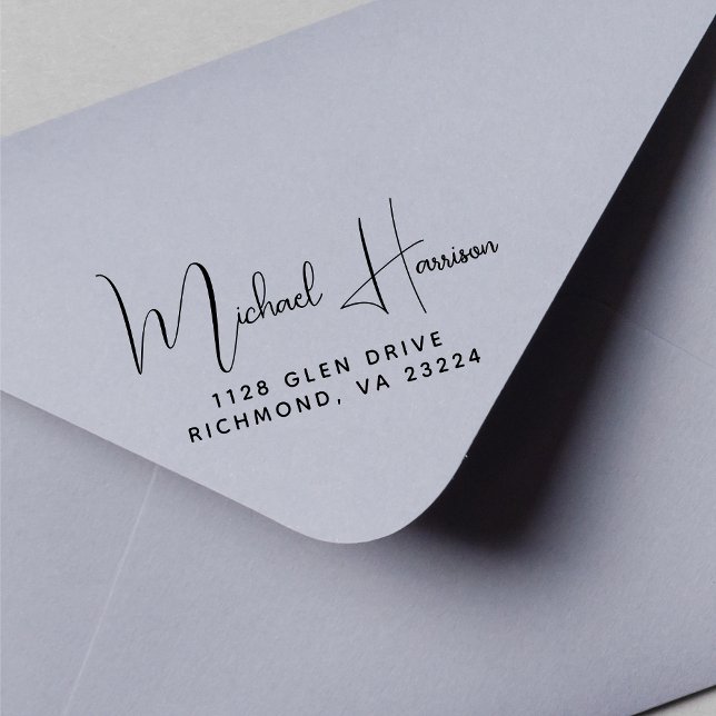 Modern Signature Script Return Address Rubber Stamp (Creator Uploaded)