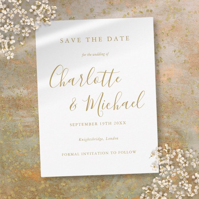 Modern Signature Script Wedding Save the Date Card (Modern Signature Script Wedding Save the Date Card)