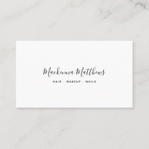 Modern Signature Script White Hair Stylist Salon Business Card