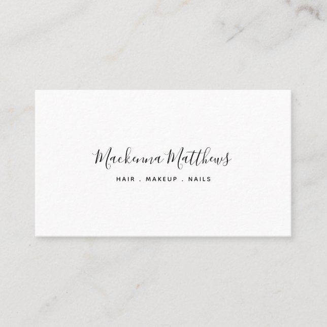 Modern Signature Script White Hair Stylist Salon Business Card (Front)