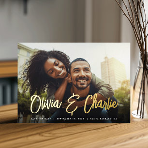 Modern Signature Single Photo Save the Date