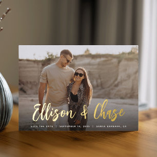 Modern Signature Single Photo Save the Date