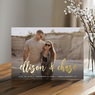 Modern Signature Single Photo Save the Date