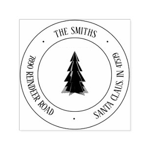 Modern Silhouette Christmas Tree Address Stamp