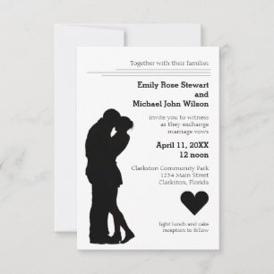 Modern Silhouette Couple - 3x5 Wedding Invitation