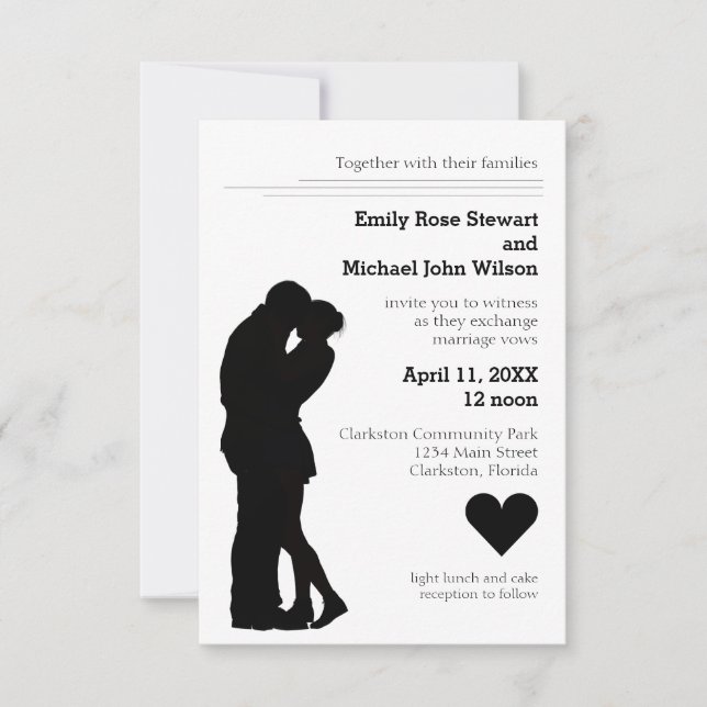 Modern Silhouette Couple - 3x5 Wedding Invitation (Front)