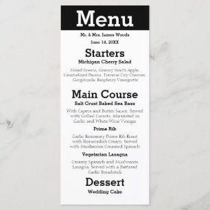 Modern Silhouette Couple - Reception Menu