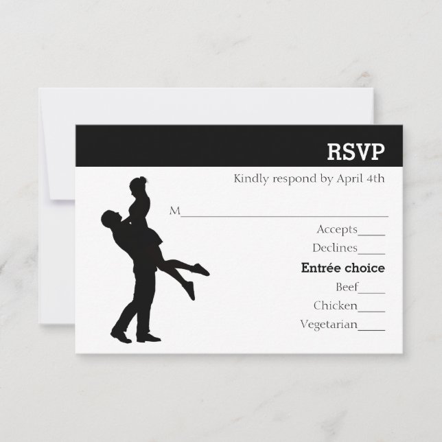 Modern Silhouette Couple - RSVP Card (Front)