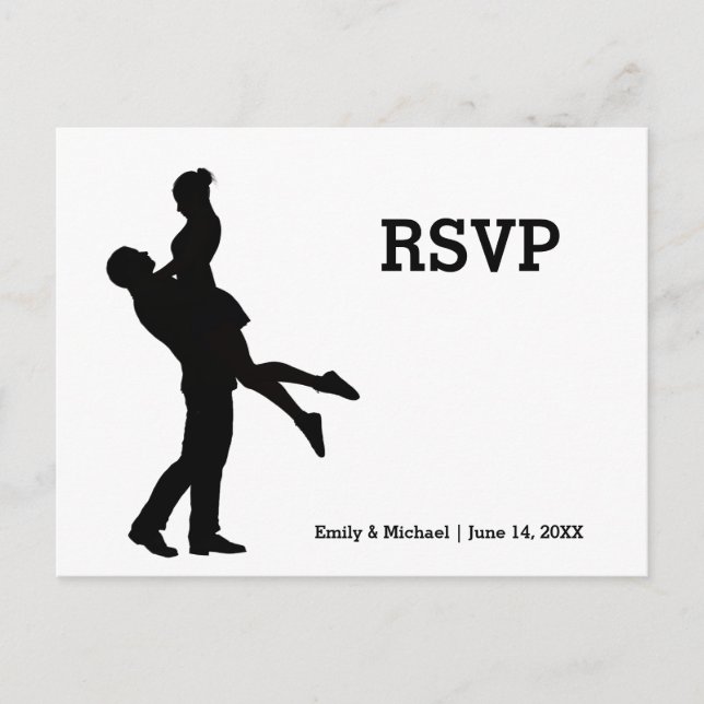 Modern Silhouette Couple - RSVP Post Card (Front)