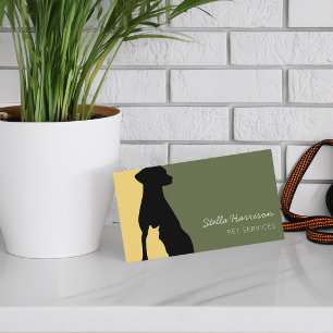Modern Silhouette Dog Cat Pet Service Business Card